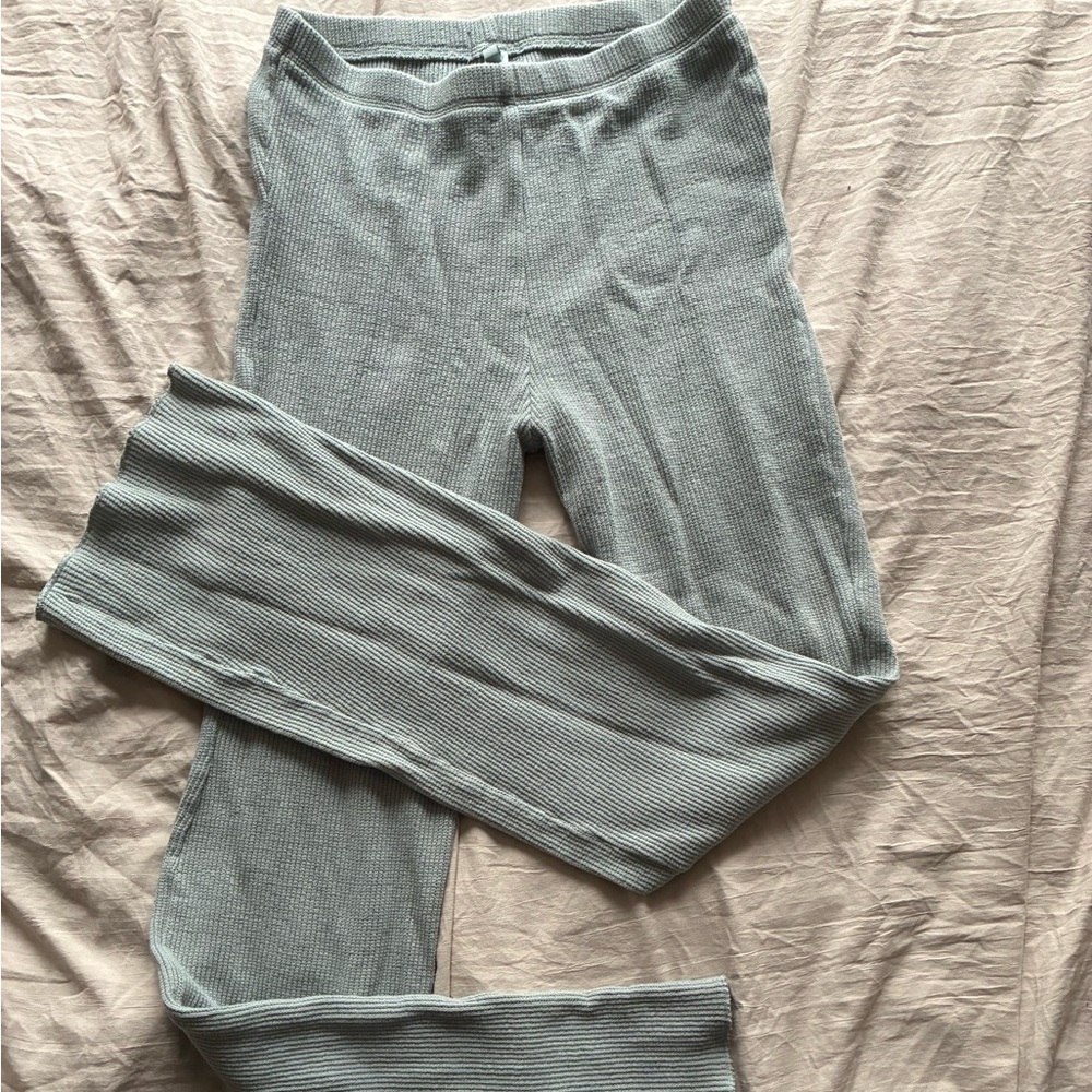 SKIMS Mint Green Ribbed Flare Pants